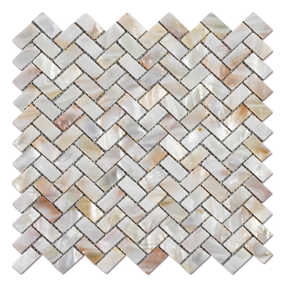 Mother of Pearl Shell Herringbone Mosaic Tile (Colorful, 10-Pack)
